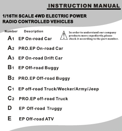 000001 Himoto EXO-16 HI4182 manual
